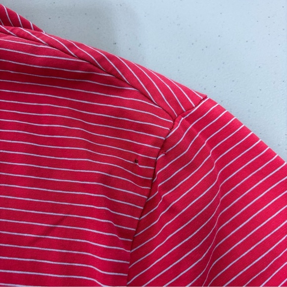 Johnnie-O Hangin' Out Red Striped Polo Short Sleeve Men's Large Shirt HOLE FLAW - Picture 5 of 11